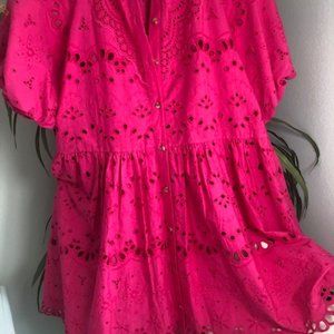 Anthropologie  Tallulah Eyelet Dress Pink Size small